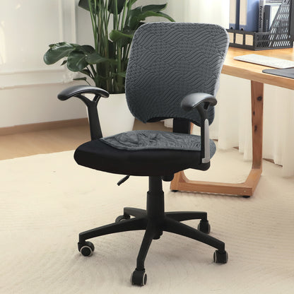 Office Chair Cover for Task Chair – 170 GSM Stretchable Jacquard – Washable & Anti-Slip – Fits Small Office Chairs Without Headrest, Dark Grey