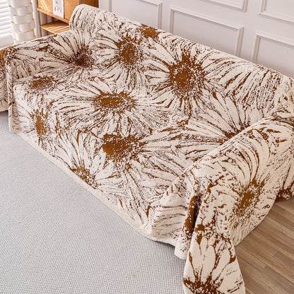 Buy Autumn Brown Colour DaisyBloom Series Luxury Plush Sofa Throw | HOKIPO