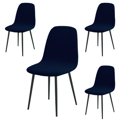 HOKIPO Premium Jacquard Fully Covered Cover for Mid Century Modern Dining Chair, Navy Blue