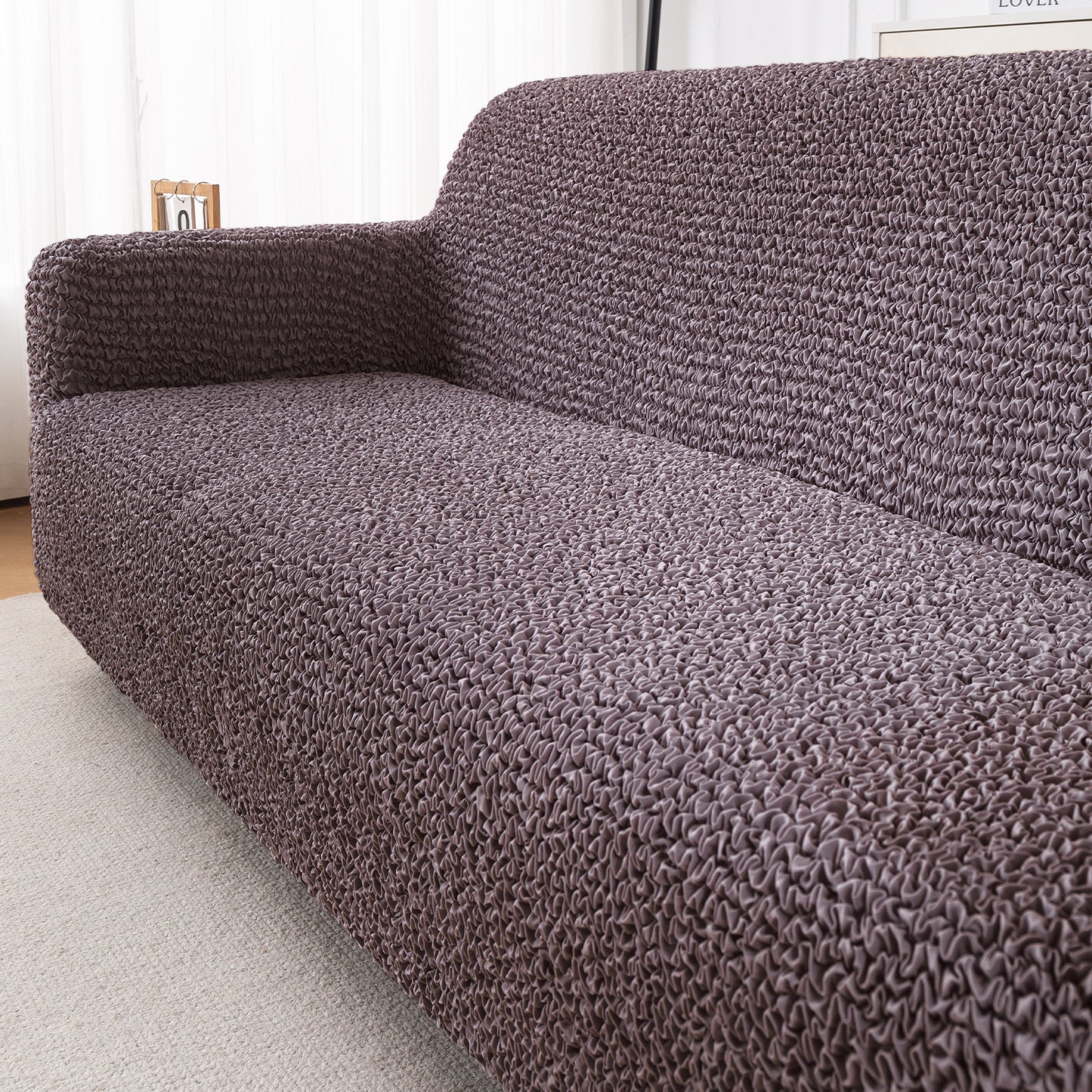 Italian Belissia Luxe Series' Super Stretchable Microfiber 1/2/3 Seater Sofa Cover, Plum Brown