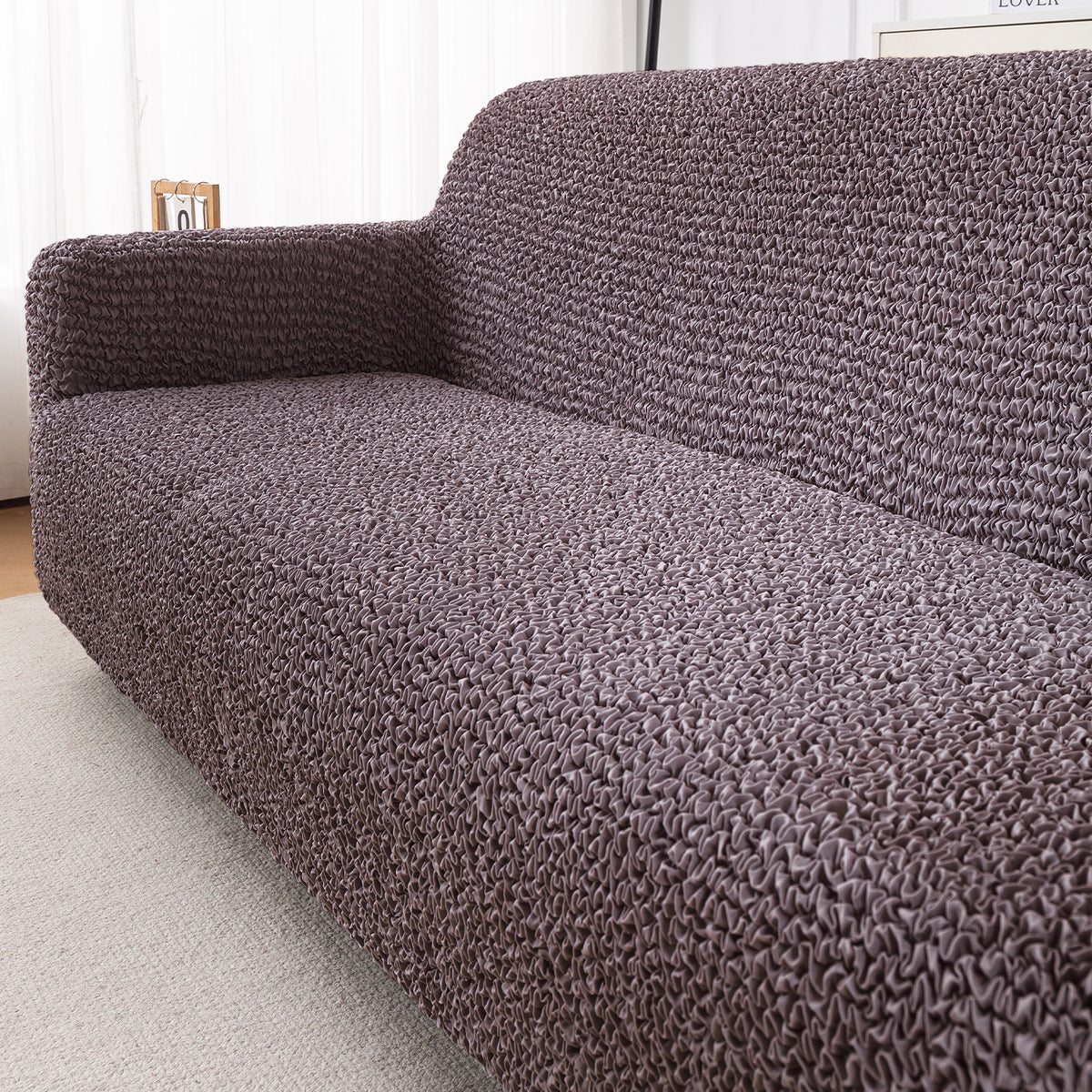 Italian Belissia Luxe Series' Super Stretchable Microfiber 1/2/3 Seater Sofa Cover, Plum Brown