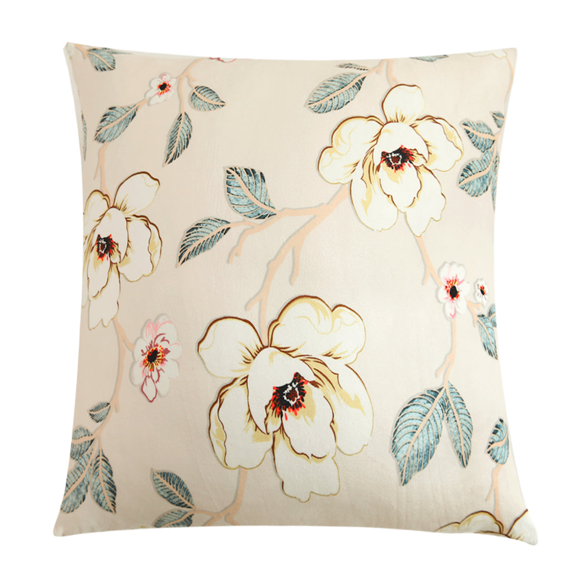 Buy Buttercream Magnolia Whisper Printed Velvet Pillow Covers