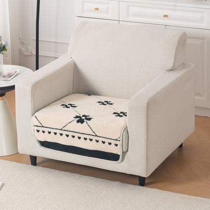 Luxury Plush Sherpa Anti-Slip Sofa Cover Mat, 'Noirea Series'| Floral Lattice