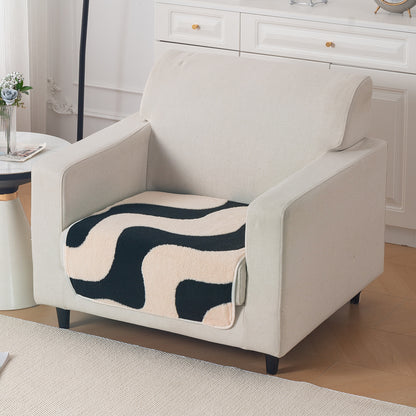 Luxury Plush Sherpa Anti-Slip Sofa Cover Mat, 'Noirea Series'| Wavy Stripe