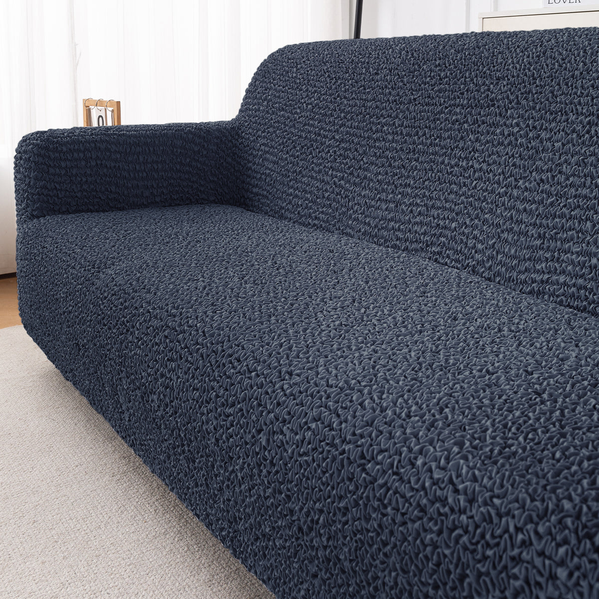 Italian Belissia Luxe Series' Super Stretchable Microfiber 1/2/3 Seater Sofa Cover, Navy Blue