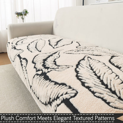Premium Plush Sherpa 5-Seater Sofa Seat Mat (3+1+1), Noirea Series | Botanical Leaf