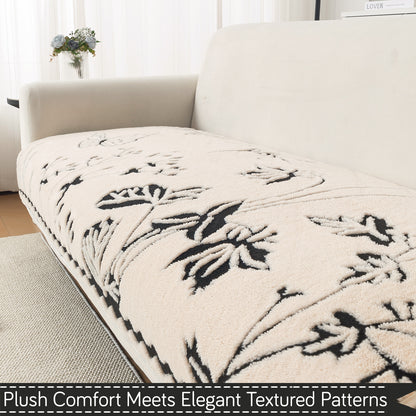 Premium Plush Sherpa 5-Seater Sofa Seat Mat (3+1+1), Noirea Series | Butterfly Garden