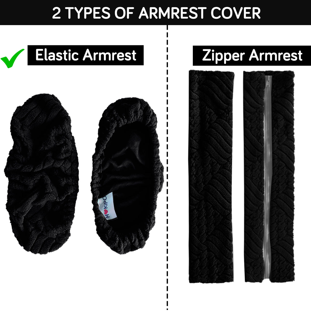 170gsm Jacquard Armrest Covers for Office Chair (Elastic Style), 1 Pair, Black