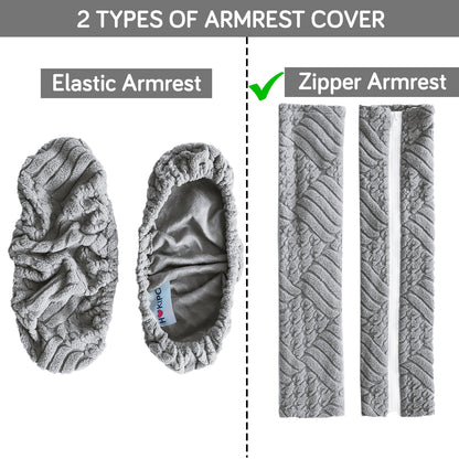 170gsm Jacquard Office Chair Arm Rest Cover (Zipper Style), 1 Pair, Light Grey