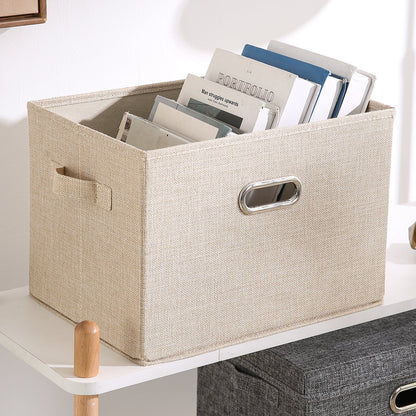 Multipurpose Foldable Storage Box with Lid, Medium / Large / Extra Large, Beige