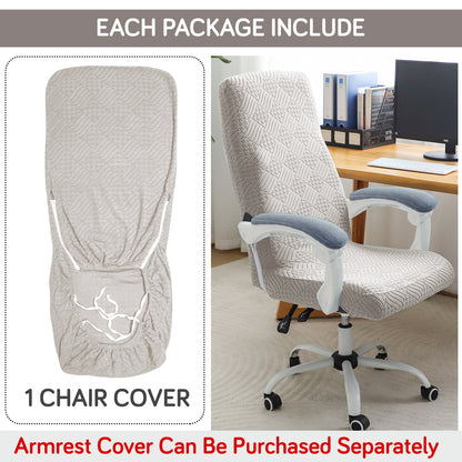 Office Chair Cover for Executive Chair (High-Back) – 170 GSM Stretchable Jacquard – Washable & Anti-Slip – Fits Big & Tall Office Chairs, Taupe Brown