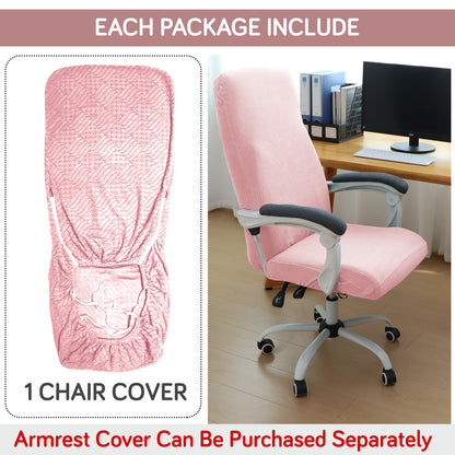Water Repellent Office Chair Cover for Executive Chair (High-Back) – 210 GSM Stretchable Jacquard – Washable & Anti-Slip – Fits Big & Tall Office Chairs, Pink