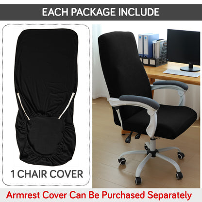 Water Repellent Office Chair Cover for Executive Chair (High-Back) – 210 GSM Stretchable Jacquard – Washable & Anti-Slip – Fits Big & Tall Office Chairs, Black