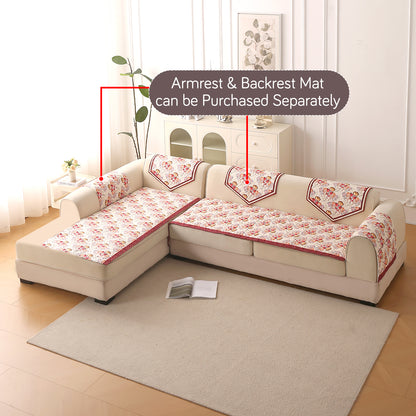 Florentina Series Quilted Holland Velvet L Shape Sofa Seat Mat - Autumn Cream