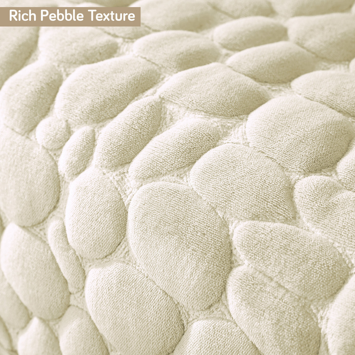 Premium Pebble Milk Velvet Anti Slip Sofa Cover Mat with 2 Armrest Cover, Bliss White