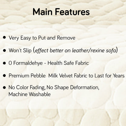 Premium Pebble Milk Velvet Anti Slip Sofa Mats, Bliss White