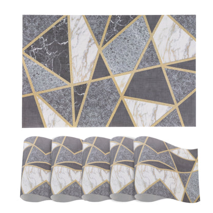 Marble Fusion PVC Mats for Dining Table, Geo Triangles - Charcoal Grey