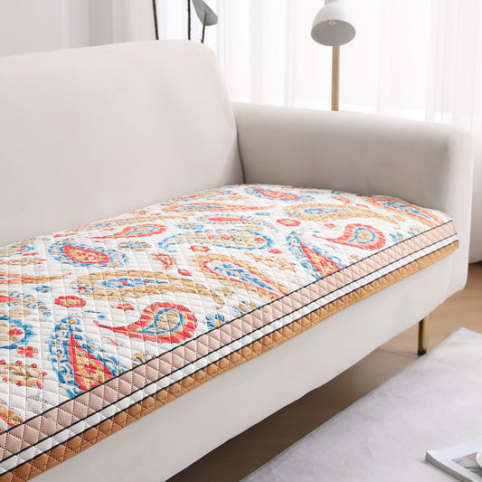 LiefNest Holland Velvet Sofa Cover Mat with Foam Filling - Paisley Multicolor