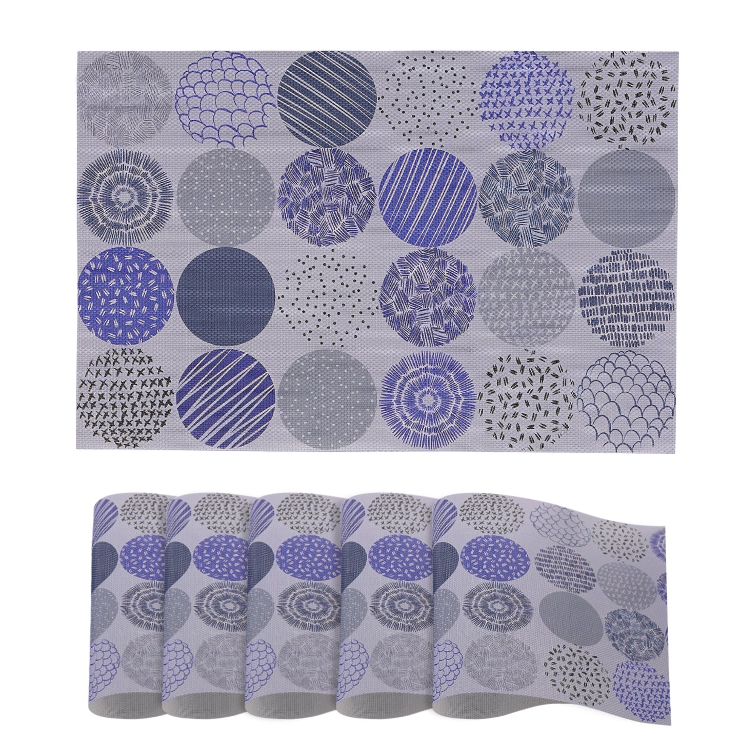 Color Splash PVC Mats for Dining Table, Abstract Disc - Lavender Blue