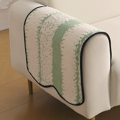 Luxury Wavy Plush Anti-Slip Sofa Cover Mats - Pistachio Green
