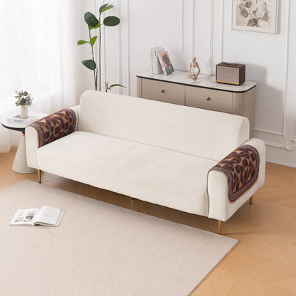 HeavenHue Fleece Soft Touch Quilted Sofa Cover Set Washable Sofa Panel for Seat & Back - Rustic Mosaic