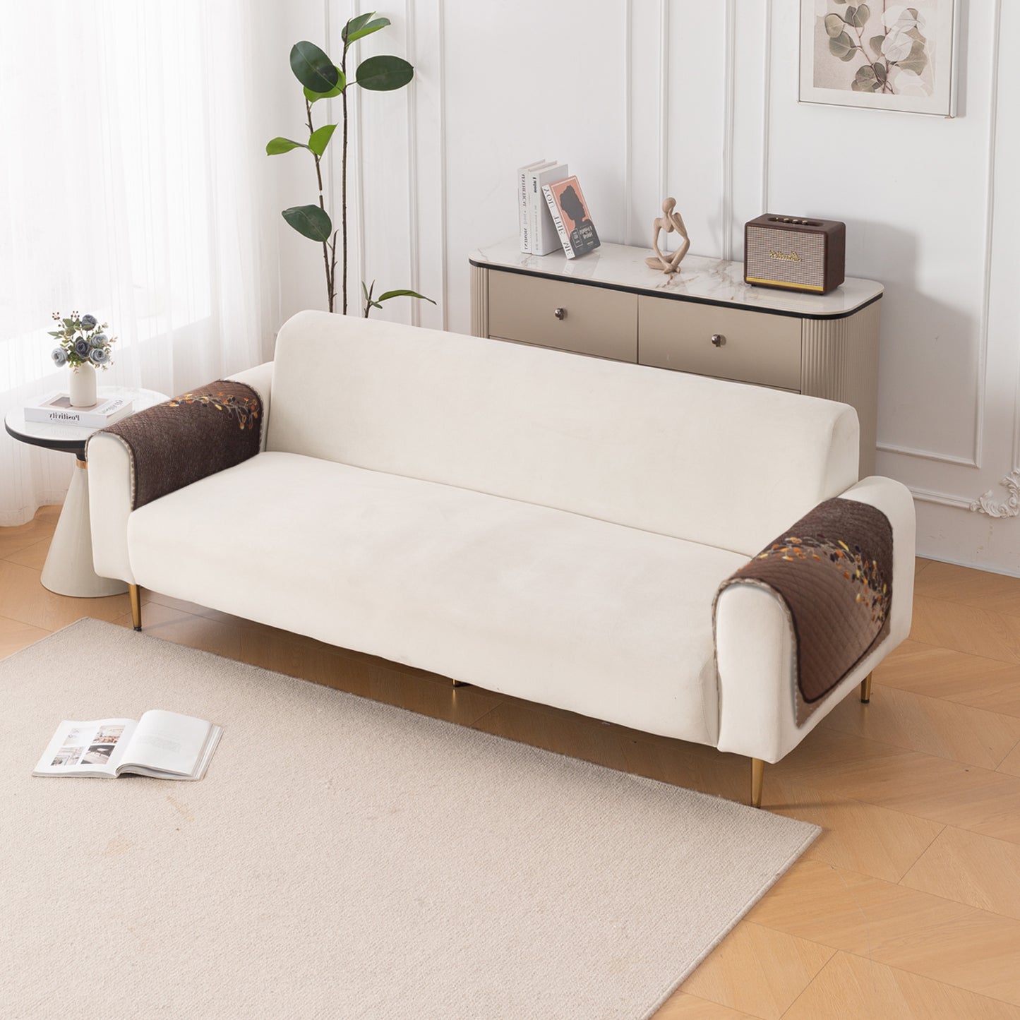 LoomVerse Quilted Sofa Cover Set Washable Sofa Panel for Seat & Back - Autumn Drape