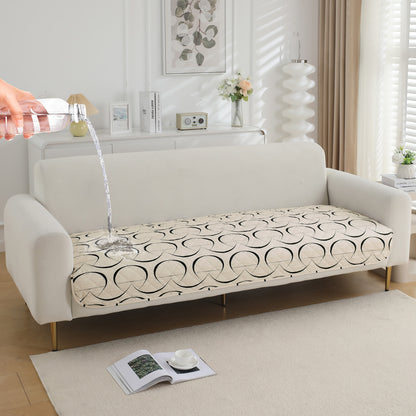 HOKIPO Water Repellent + Waterproof Quilted Sofa Mats, Natural Beige Abstract Art