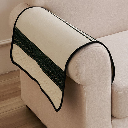 HOKIPO Boho Geometry Sofa Cover Mat|'Valenca Wavy Luxe Series' Moss Green