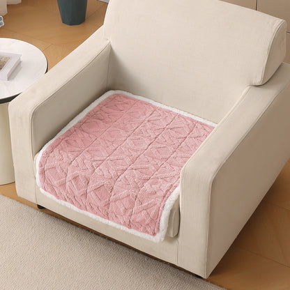 'Italian Caelora' Luxury Jacquard Plush Anti-Slip Sofa Cover Mat - Misty Rose