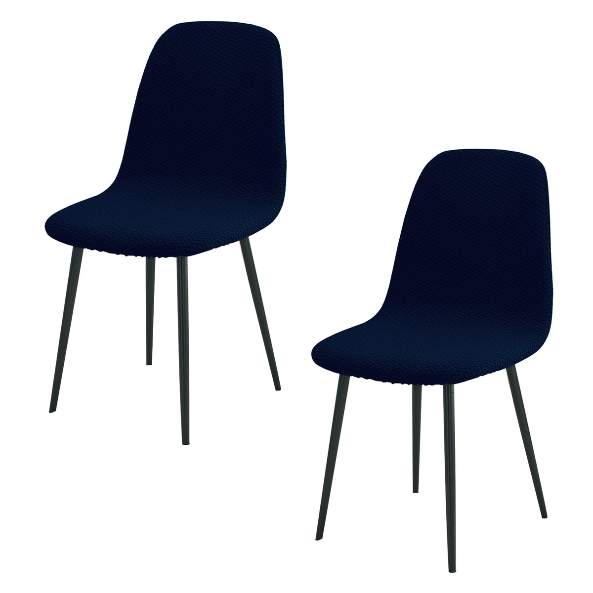 Premium Jacquard Fully Covered Cover for Mid Century Modern Dining Chair, Navy Blue