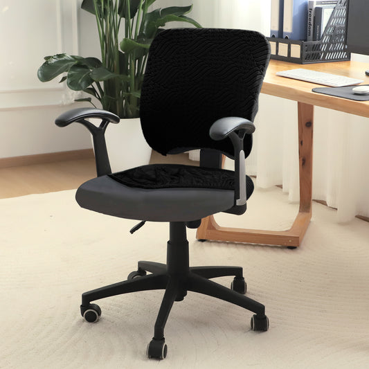 Office Chair Cover for Task Chair – 170 GSM Stretchable Jacquard – Washable & Anti-Slip – Fits Small Office Chairs Without Headrest, Black