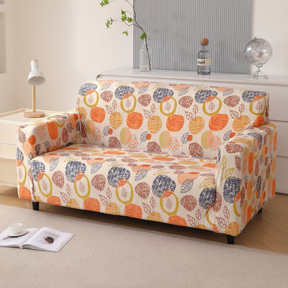 Premium Printed Velvet Sofa Cover 1/2/3 Seaters Fully Covered, Coral Autumn Leaves