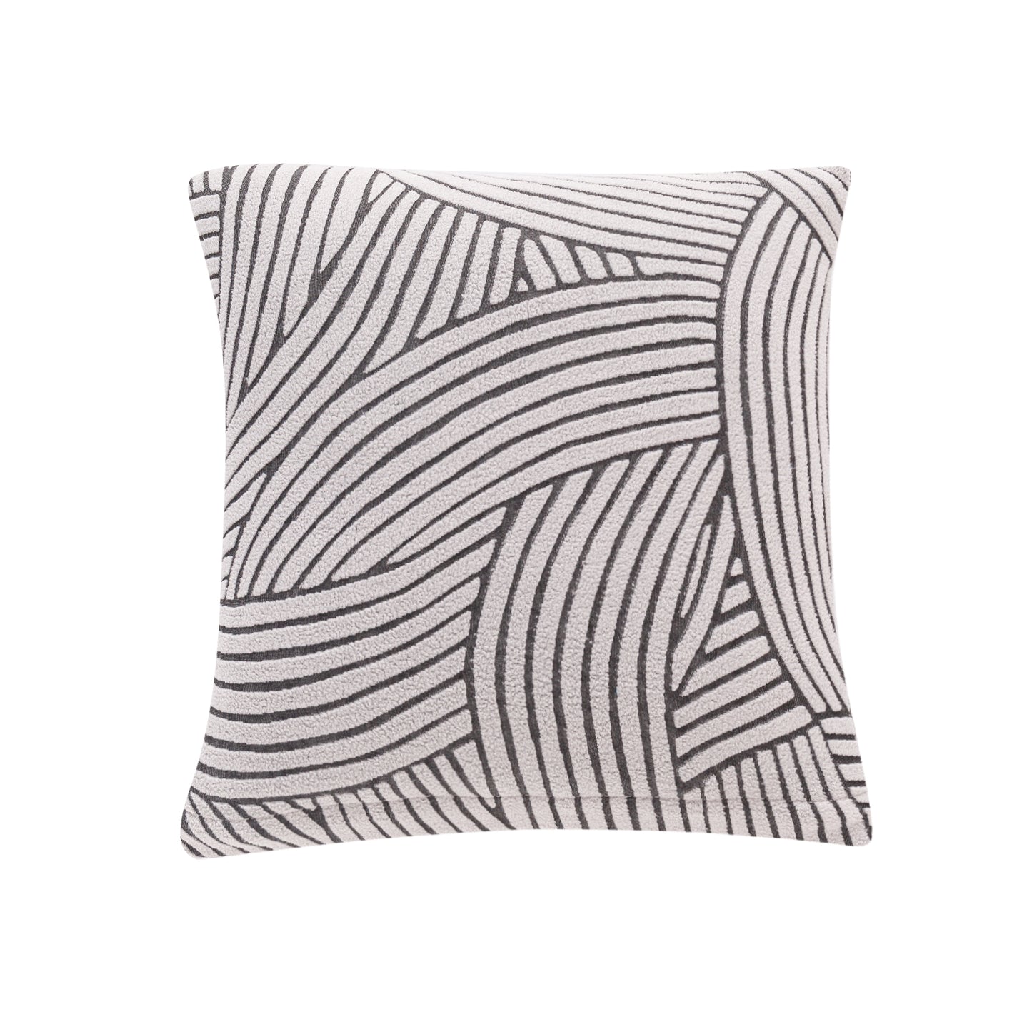 'WaveLine Series' Jacquard Cushion Cover Set of 2, Ash Grey