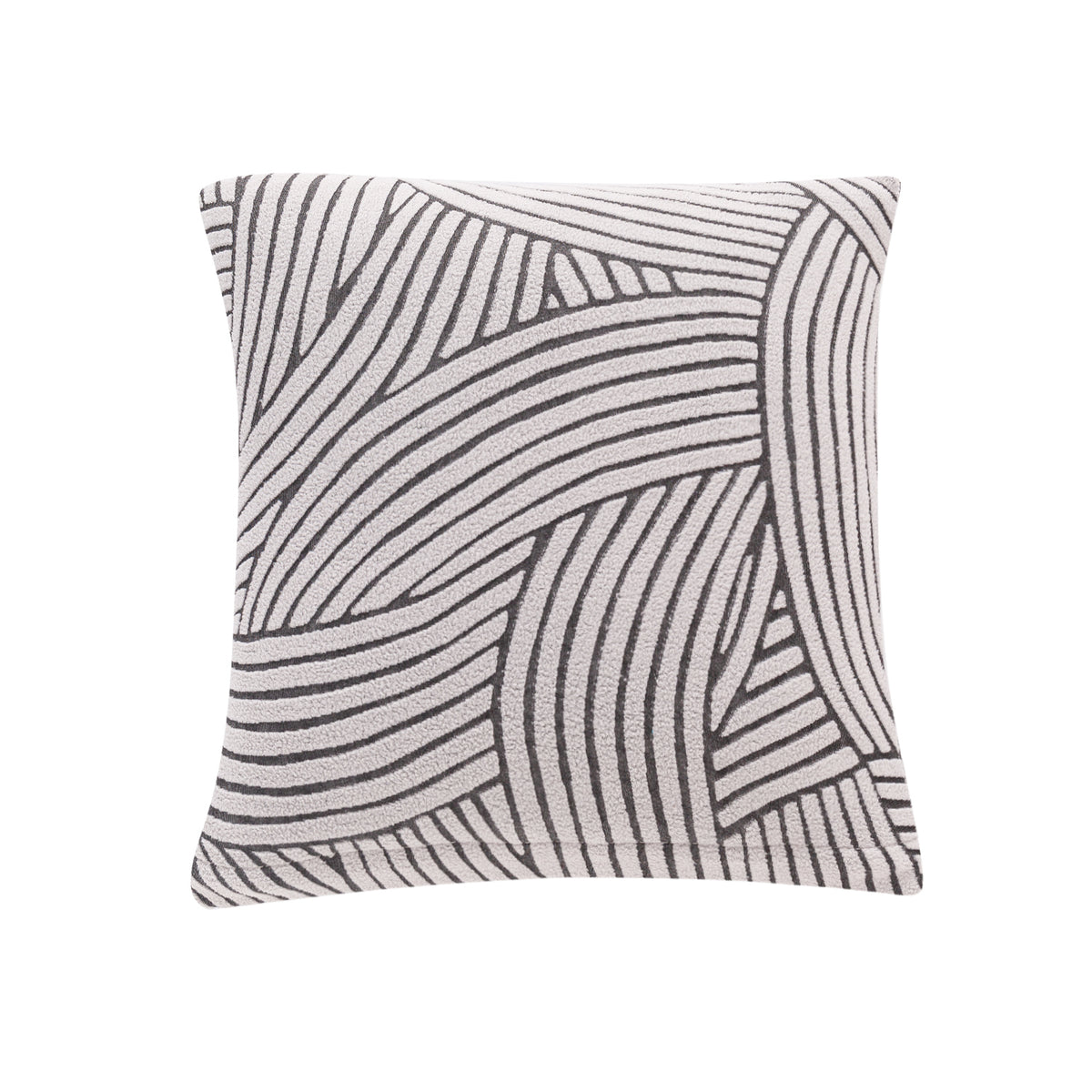 'WaveLine Series' Jacquard Cushion Cover Set of 2, Ash Grey