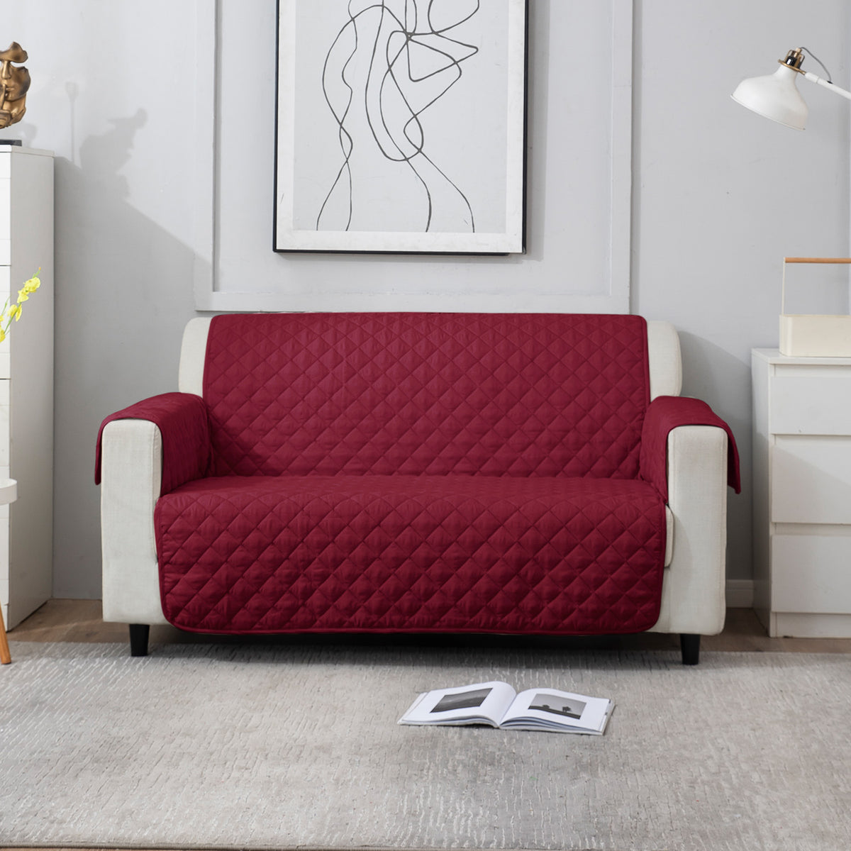 Maroon elegant 2 seater sofa cover