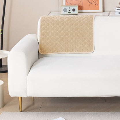 Diamond Plush Pebble Quilted Sofa Cover Mat, Beige