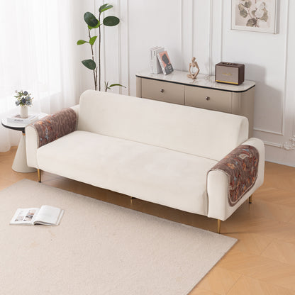 HeavenHue Fleece Soft Touch Quilted Sofa Cover Set Washable Sofa Panel for Seat & Bk - Vintage Bloom