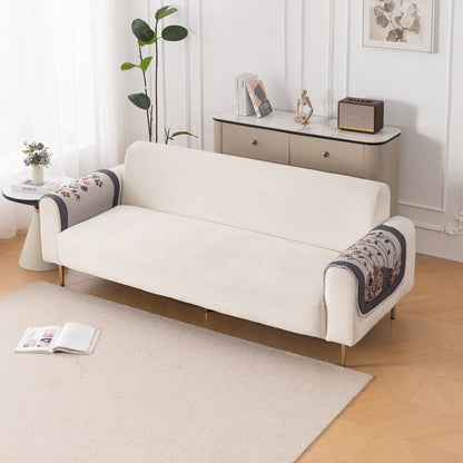 HeavenHue Fleece Soft Touch Quilted Sofa Cover Set Washable Sofa Panel for Seat & Back - Mystic Wings