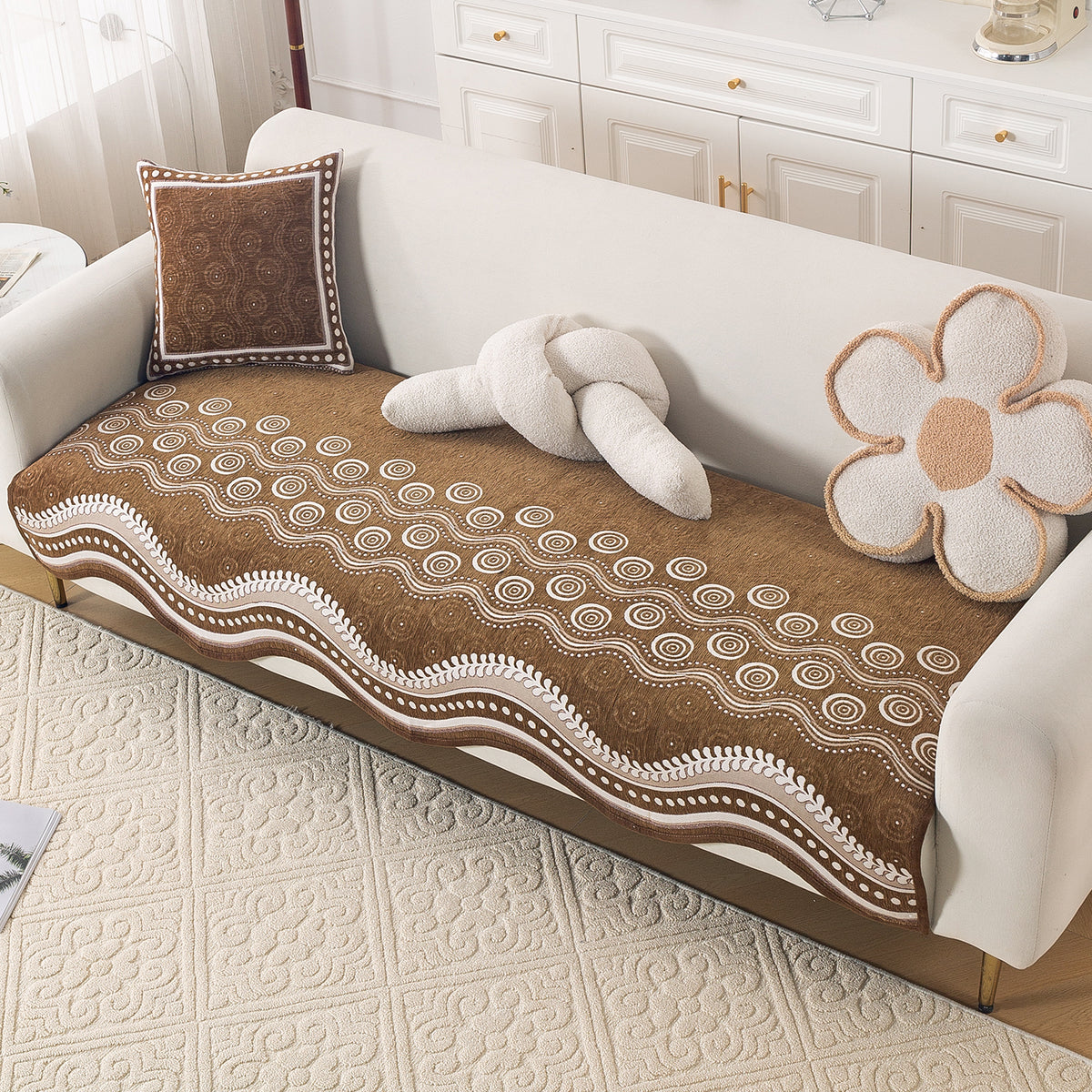 Serene Curves Sofa Cover Mat, Flowy Swirl