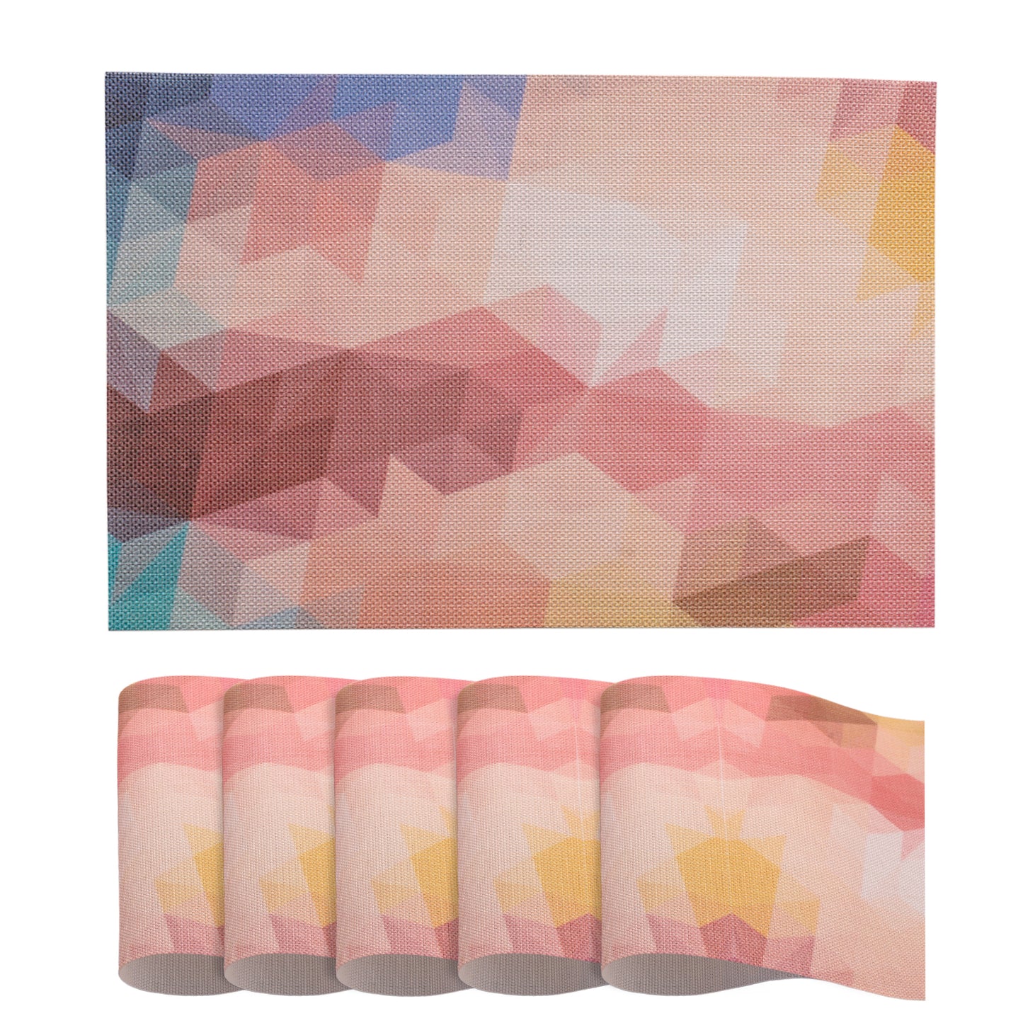 Color Splash PVC Mats for Dining Table, Abstract Polygon - Rose Mauve