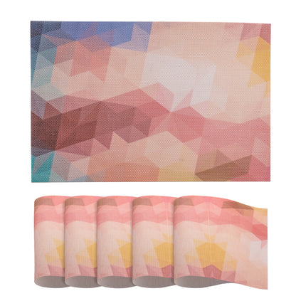 Color Splash PVC Mats for Dining Table, Abstract Polygon - Rose Mauve