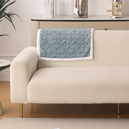 'Italian Caelora' Luxury Jacquard Plush Anti-Slip Sofa Cover Mat - Powder Blue