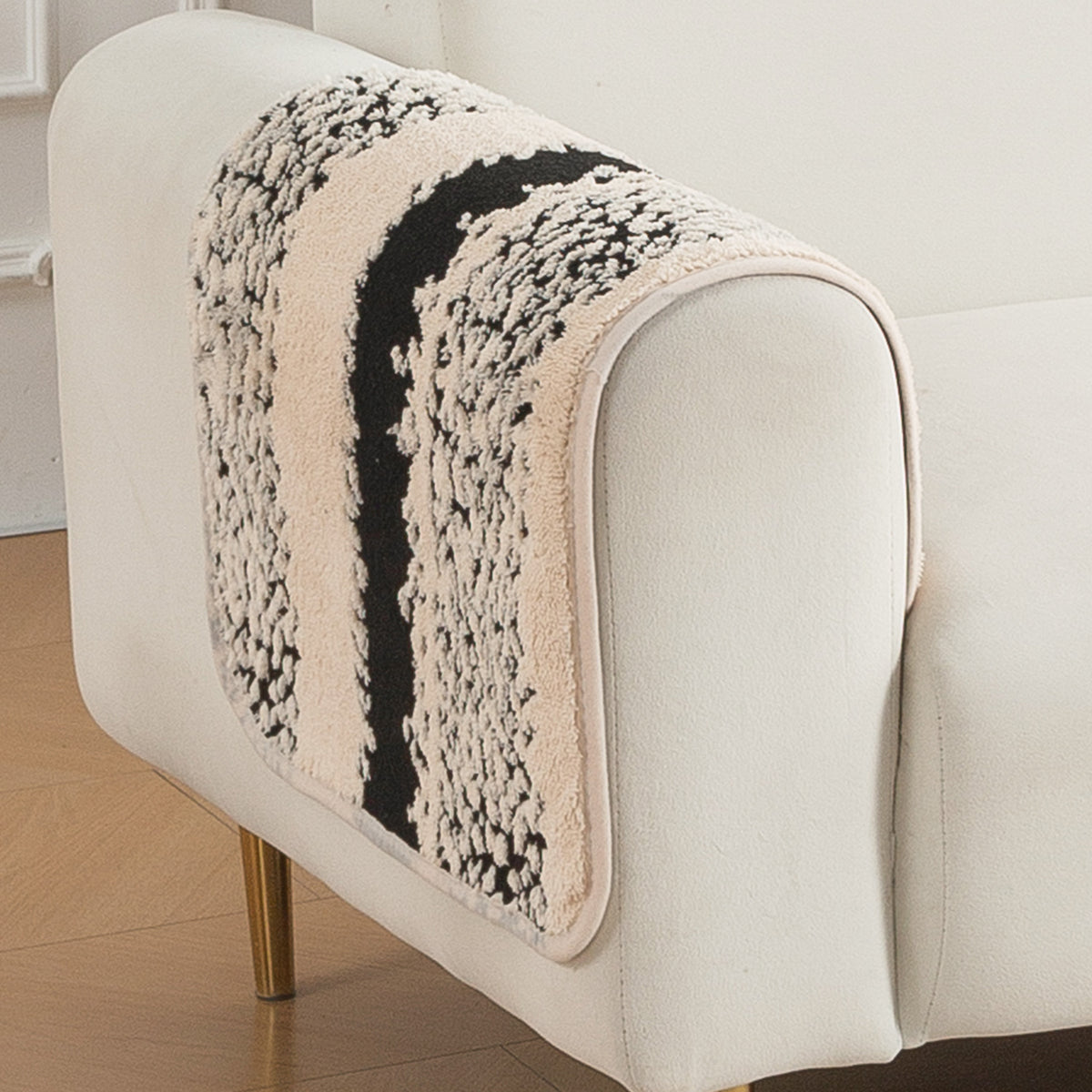 Luxury Plush Sherpa Anti-Slip Sofa Cover Mat, 'Noirea Series'| Textured Stripe