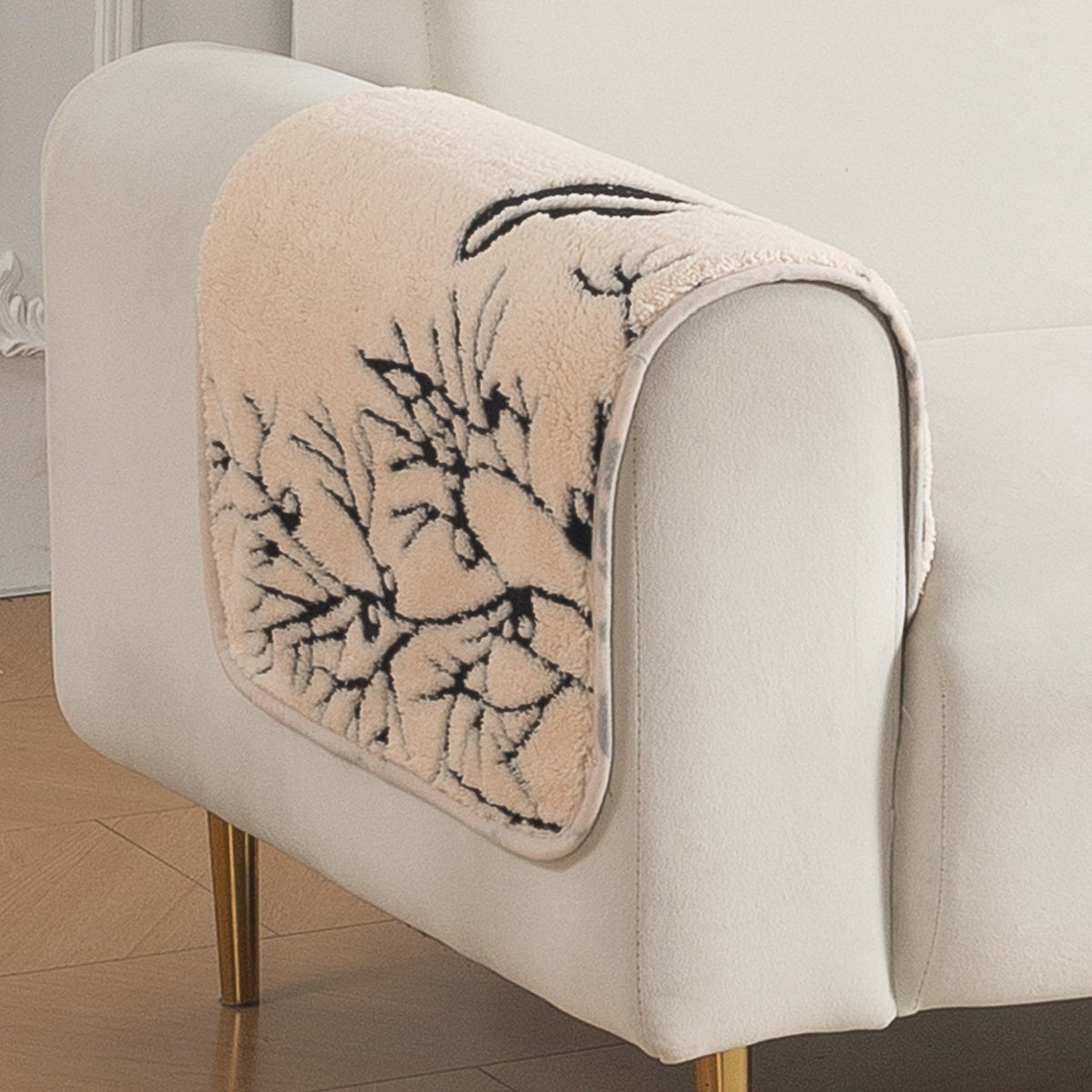 Luxury Plush Sherpa Anti-Slip Sofa Cover Mat, 'Noirea Series'| Butterfly Garden