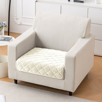 Diamond Tuft Plush Sofa Cover Mat, Ivory Cream