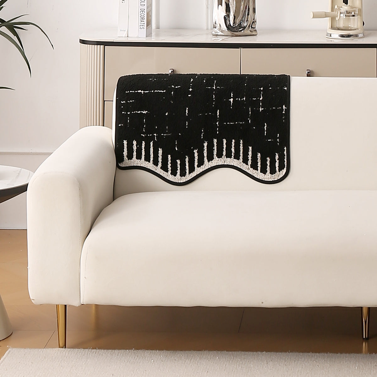Premium Supple Soft Wavy Sofa Cover Mat, Black