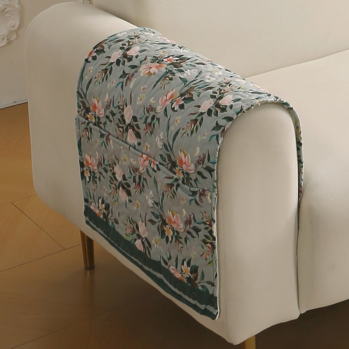 Florentina Series Premium Holland Velvet Sofa Cover Mat - Magnolia Green