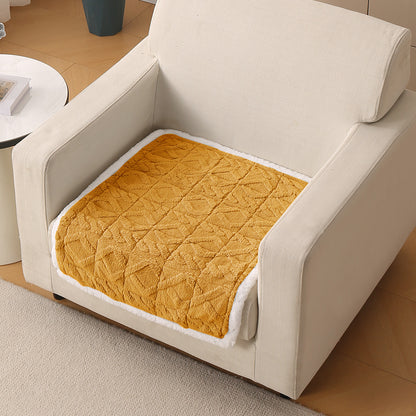 'Italian Caelora' Luxury Jacquard Plush Anti-Slip Sofa Cover Mat - Honey Yellow