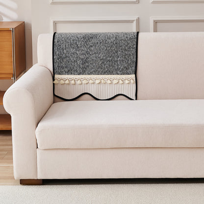 Thick Woven Weave Chenille Sofa Cover with Tassel|'Wavy Royale Series' Moon Grey