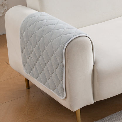Diamond Tuft Plush Sofa Cover Mat, Mist Grey